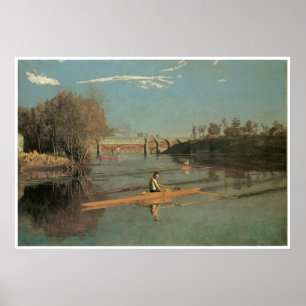 Max Schmitt i en enkel säng, 1871 Thomas Moran Poster
