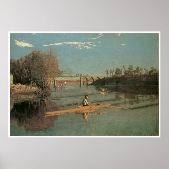 Max Schmitt i en enkel säng, 1871 Thomas Moran Poster (Framsidan)