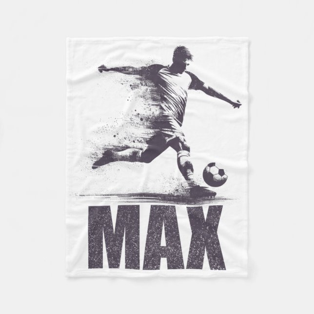 Max Soccer Boys Personalized First Name Max  Fleecefilt (Framsidan)