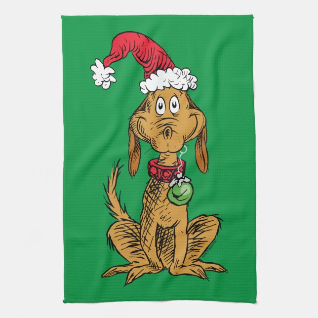Max the Dog in Santa Hat Kökshandduk (Vertikal)