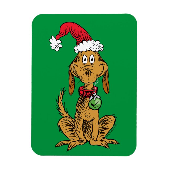 Max the Dog in Santa Hat Magnet (Vertikal)