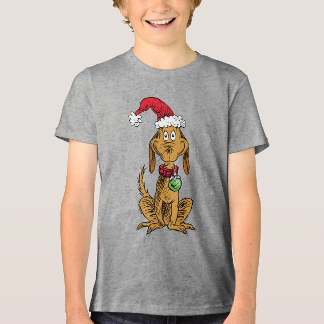 Max the Dog in Santa Hat T Shirt (Framsida)