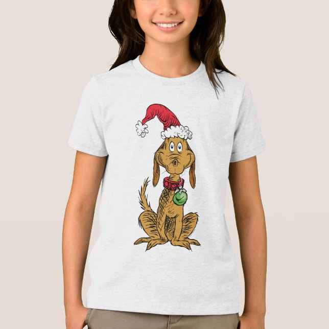 Max the Dog in Santa Hat T Shirt (Framsida)