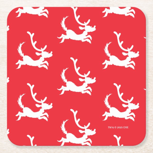 Max the Reindeer Silhouette Underlägg Papper Kvadrat (Framsidan)