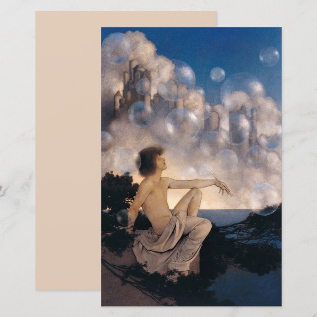 Maxfield Parrish Air Castles 1904 Vintage Fantasy (Fram/baksida)