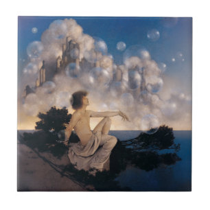 Maxfield Parrish Air Castles 1904 Vintage Fantasy Kakelplatta