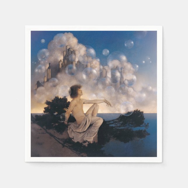 Maxfield Parrish Air Castles 1904 Vintage Fantasy Pappersservett (Framsidan)