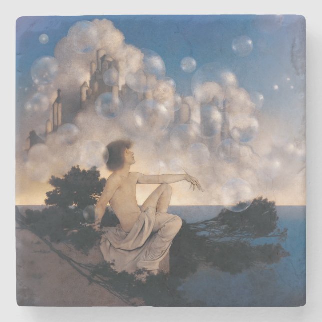 Maxfield Parrish Air Castles 1904 Vintage Fantasy Stenunderlägg (Framsidan)