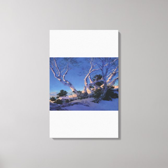 Maxfield Parrish - Birches in Winter Canvastryck (Framsida)