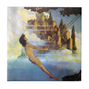 Maxfield Parrish den Dinky fågelvintageboken Kakelplatta