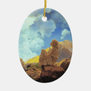 Maxfield Parrish Morgon 1922 Moln Blå Konstkopia Julgransprydnad Keramik