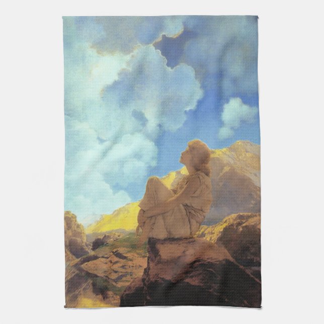 Maxfield Parrish Morgon 1922 Moln Blå Konstkopia Kökshandduk (Vertikal)