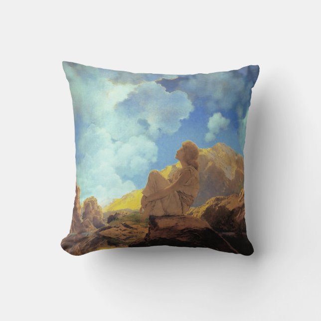 Maxfield Parrish Morgon 1922 Moln Blå Konstkopia Kudde (Framsida)