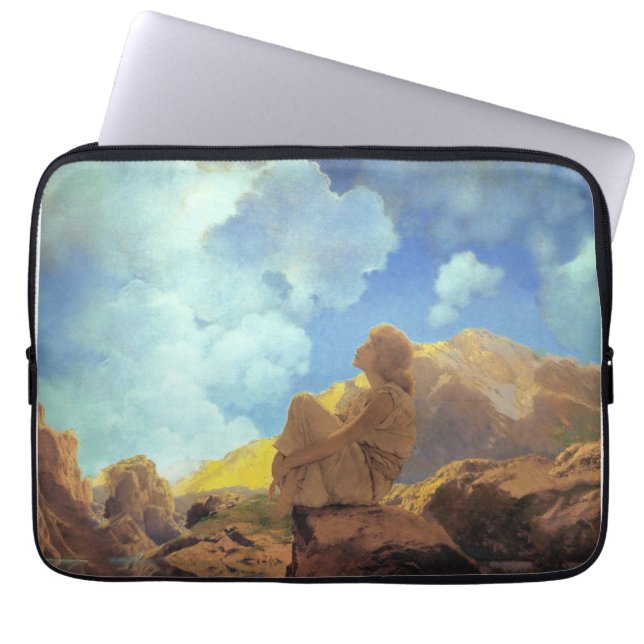 Maxfield Parrish Morgon 1922 Moln Blå Konstkopia Laptop Fodral (Framsidan)