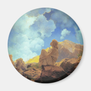 Maxfield Parrish Morgon 1922 Moln Blå Konstkopia Magnet