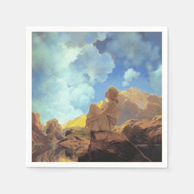 Maxfield Parrish Morgon 1922 Moln Blå Konstkopia Pappersservett (Framsidan)