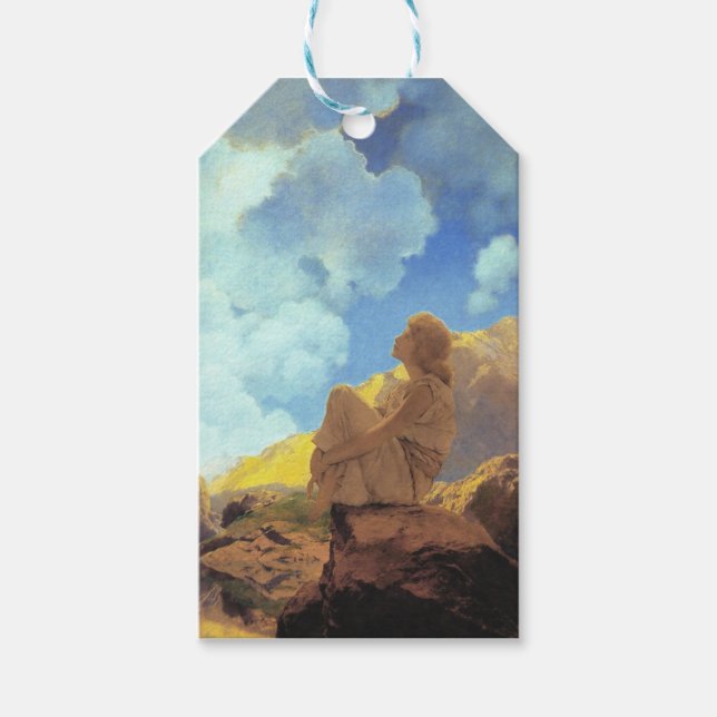 Maxfield Parrish Morgon 1922 Moln Blå Konstkopia Presentetikett (Framsidan)