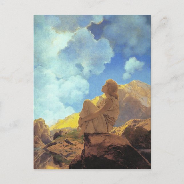 Maxfield Parrish Morgon 1922 Moln Blå Konstkopia Vykort (Framsida)