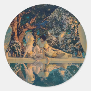Maxfield Parrish The Garden of Allah 1918 Finsk ko Runt Klistermärke
