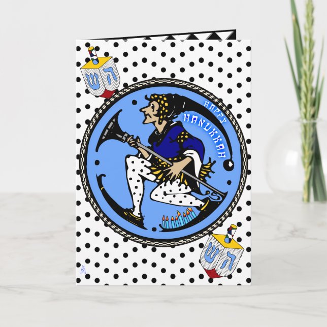 Maxfield Parrish-y Hanukkah älva och Dreidel Helgkort (Framsida)