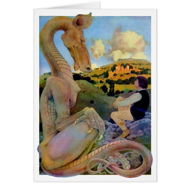 Maxfield Parrishs konversation med en dragon Hälsningskort (Framsidan)
