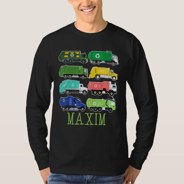 Maxim Trash Truck For Kids Collector Ecologist Gar T Shirt (Framsida)