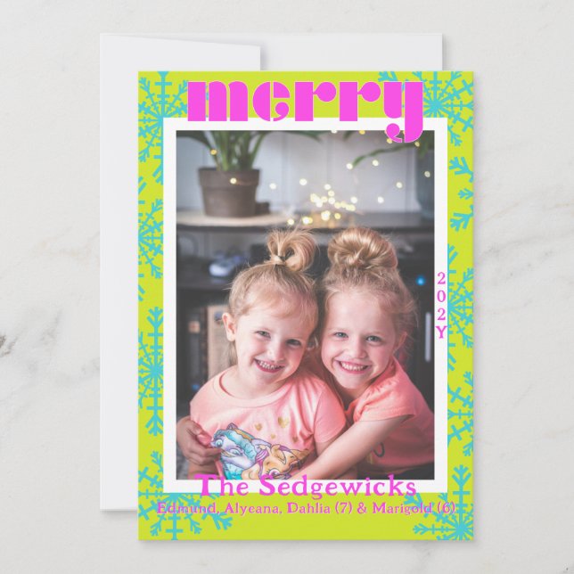 Maximal merry Colorful Snowflake Modern Photo Julkort (Framsida)