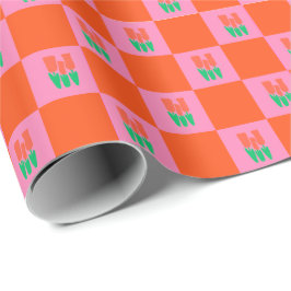 Maximalism Birthday Colorful Checkered Blommigt Presentpapper