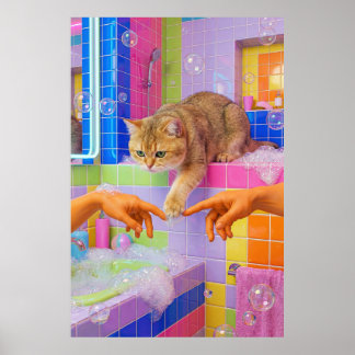 Maximalist Bathroom Wall Art, British shorthair Poster