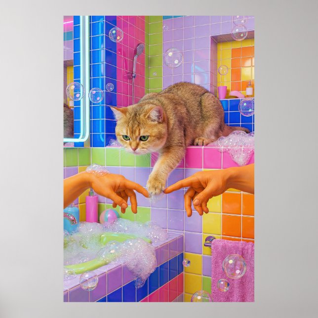 Maximalist Bathroom Wall Art, British shorthair Poster (Framsidan)