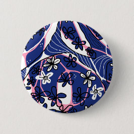 Maximalist blomsterkonst Neuro Art - Blå Rosa Vit Knapp