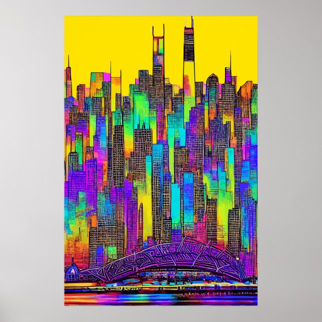 Maximalist Chicago Skyline Poster (Framsidan)
