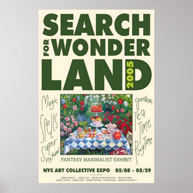 Maximalist Garden Tea Party Art Print Poster (Framsidan)