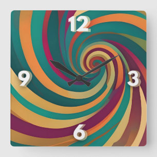 Maximalist Jewel Spiral Swirl Design Påstående Fyrkantig Klocka