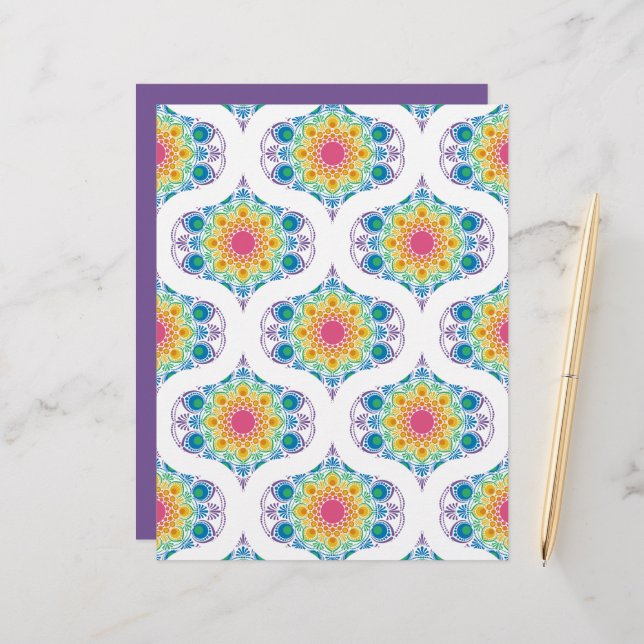 Maximalist Rainbow Blommigt Fontän 70s Ogee (Fram/Back In Situ)