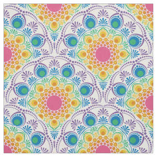 Maximalist Rainbow Blommigt Fontän Art Deco-skalor Tyg