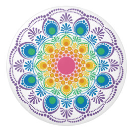 Maximalist Rainbow Blommigt Fontän Dot Mandala Knopp