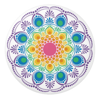 Maximalist Rainbow Blommigt Fontän Dot Mandala Knopp