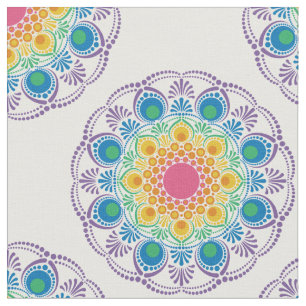 Maximalist Rainbow Blommigt Fontän Polka Dot Tyg