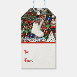 Maximalist Retro Christmas Collage Presentetikett