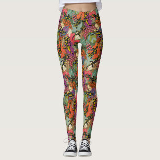 maximalist salamander forest leggings