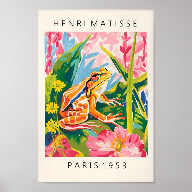 Maximalist Wall Art, Frog Poster, Rosa Tropical De Poster (Framsidan)