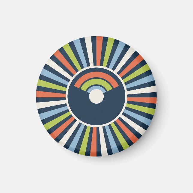 Maximalistische 80er-Sonnenstrahlen in Persimone Magnet (Framsidan)