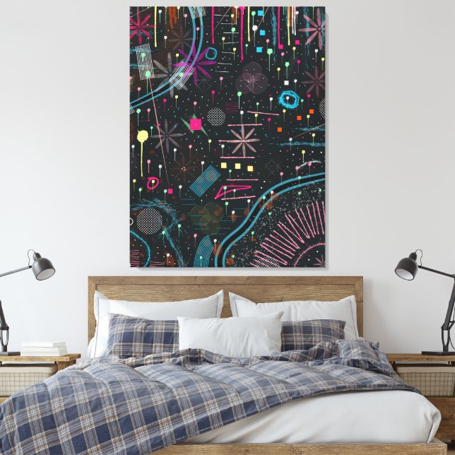 Maximalistisk abstrakt expressionism canvastryck (Insitu (sovrum))