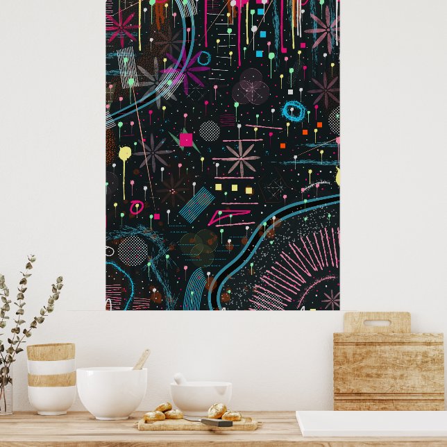 Maximalistisk abstrakt expressionism poster (Kök)
