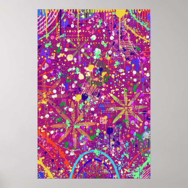Maximalistisk Abstrakt i Djärva Färger Poster (Framsidan)