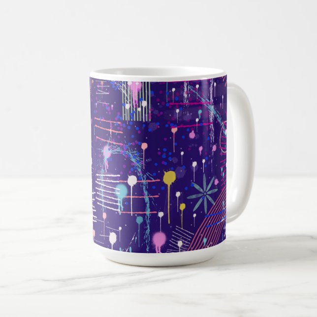 Maximalistisk Abstrakt på Lila Kaffemugg (Framsida höger)