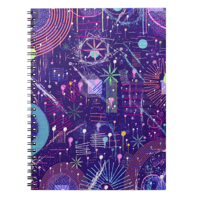 Maximalistisk Abstrakt på Purpur Anteckningsbok (Framsidan)