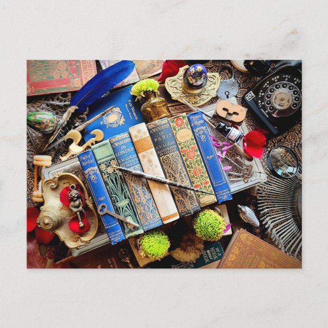 Maximalistisk bibliofil helg vykort (Framsida)