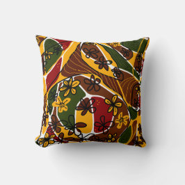 Maximalistisk Blommigt Neuro Art - Grönten Brun Gu Kudde